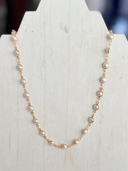 Pearl Path Necklace - Gold