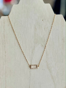 Dainty Chain Link Necklace With Square Cubic Zirconia