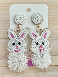 Easter Bunny Seed Beaded Drop Earring