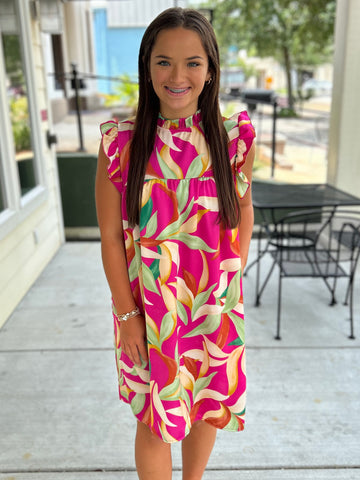 Bloom & Breeze Ruffle Sleeve Dress