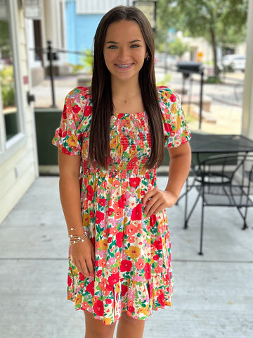 Petal Kiss Puff Sleeve Dress