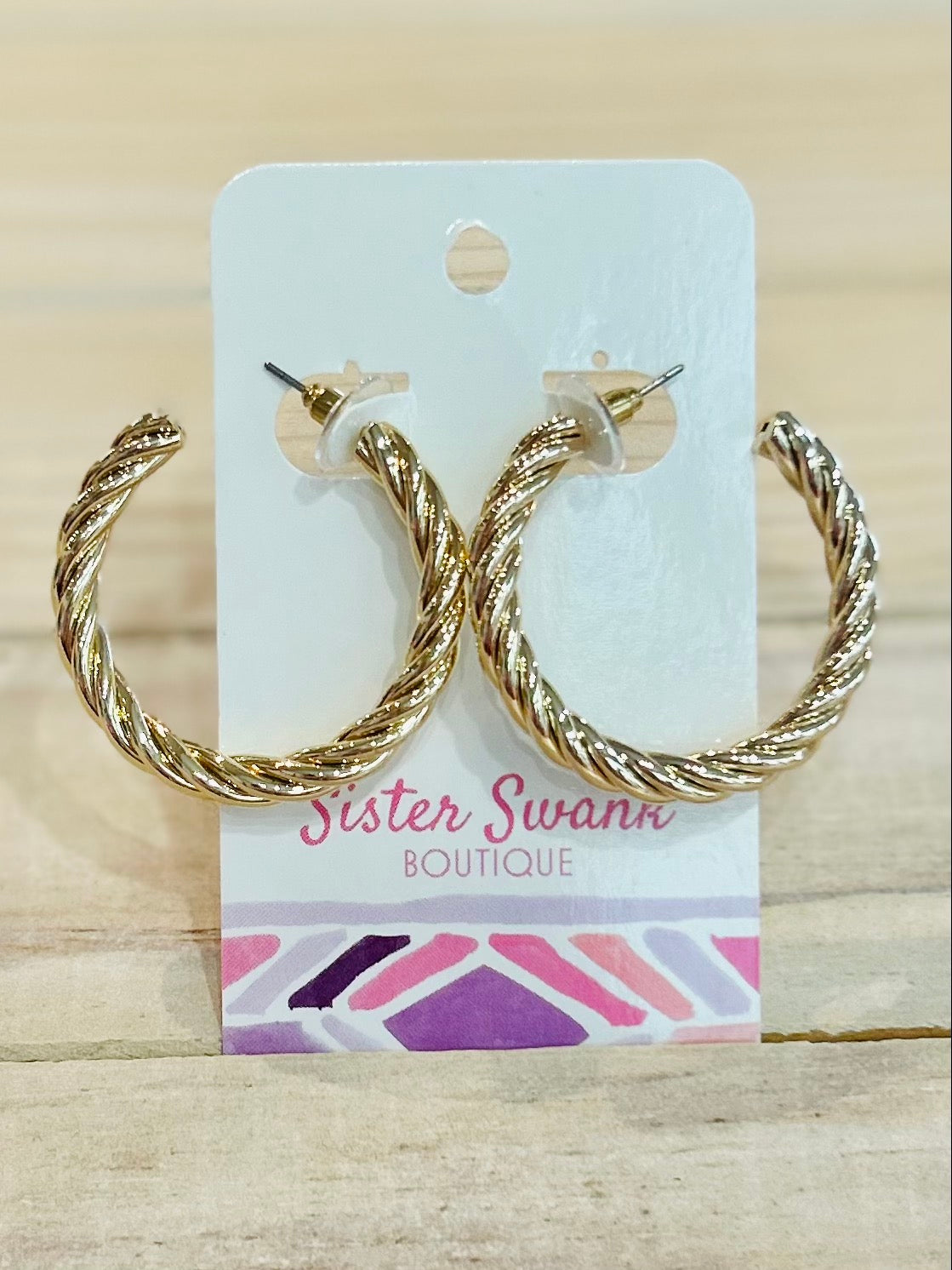 Simple Twisted Metal Hoop Earrings