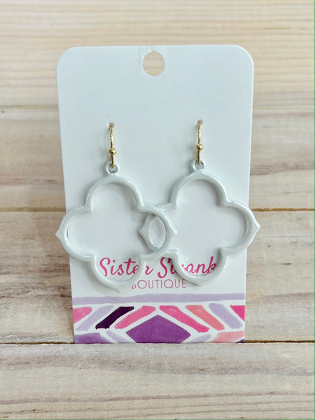 Pearlescent Coated Clover Drop Earrings