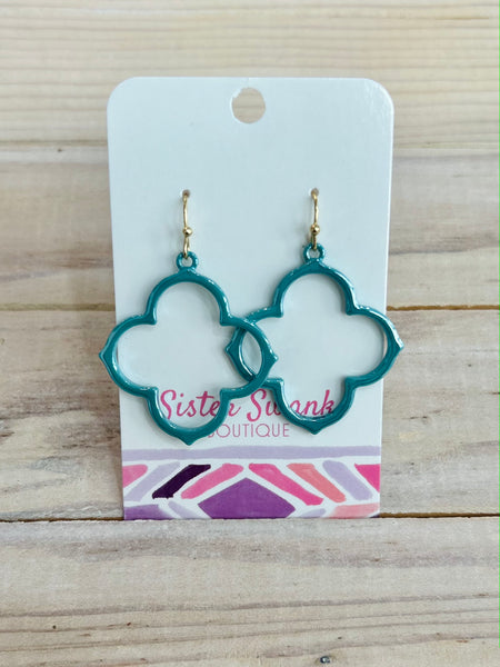 Pearlescent Coated Clover Drop Earrings