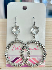 Crinkle Metal Hoop Drop Earrings