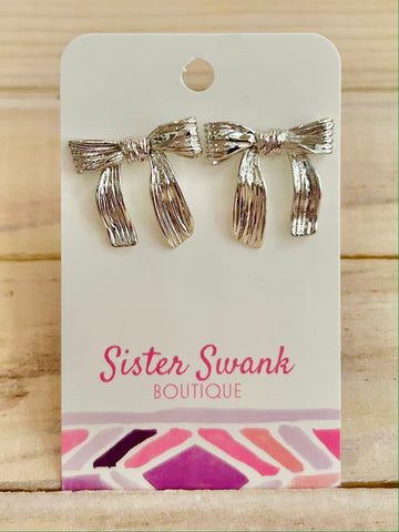 Textured Metal Bow Earrings