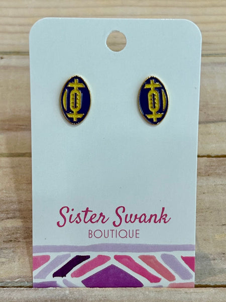 Game Day Glam Studs - Purple/Yellow