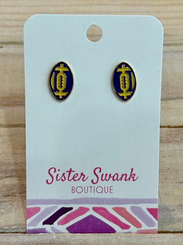 Game Day Glam Studs - Purple/Yellow