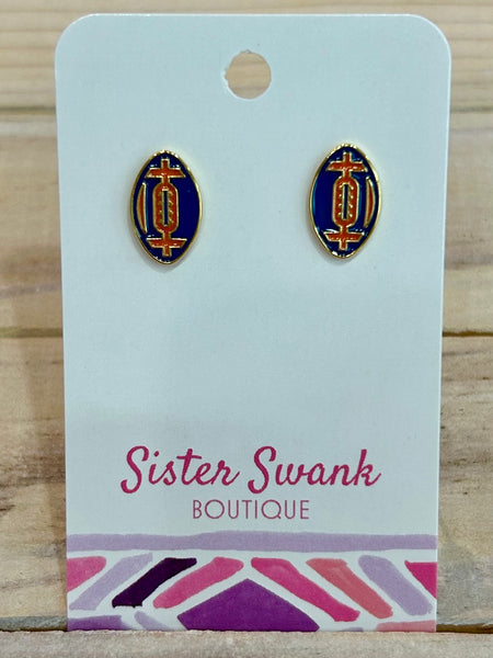 Game Day Glam Studs - Blue/Orange