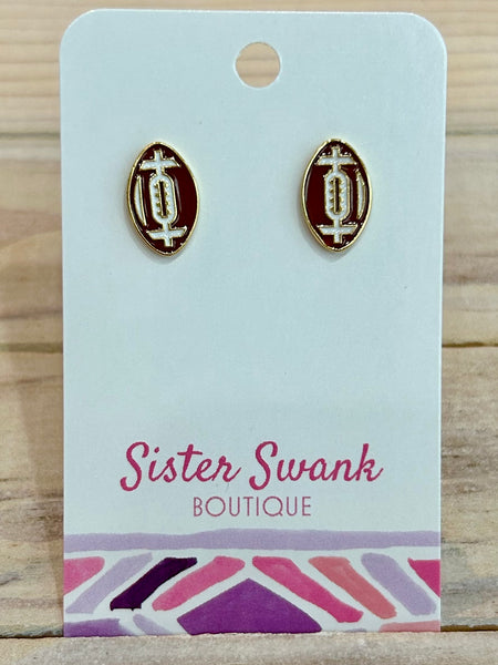 Game Day Glam Studs - Brown/White