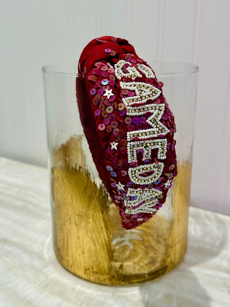 Game Day Top Knot Headband - Maroon