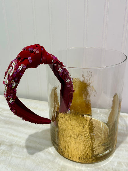 Game Day Top Knot Headband - Maroon