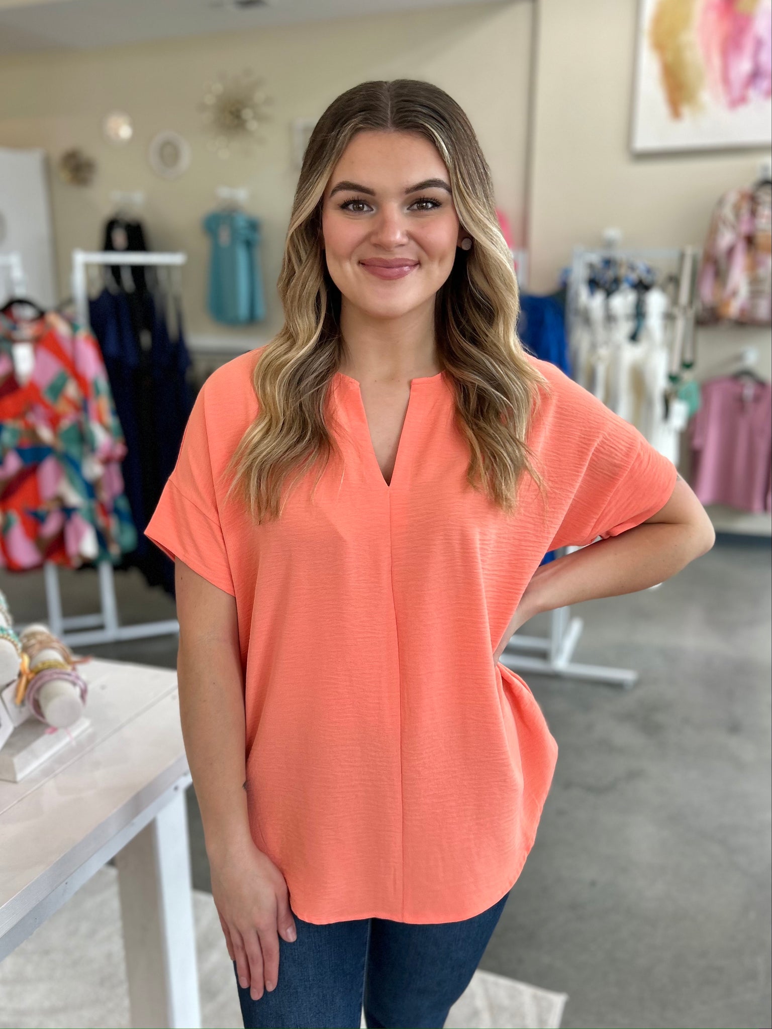 Get It Done Blouse - Coral