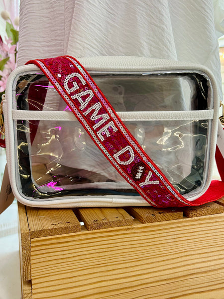 Tailgate Glam Purse Strap - Red/White