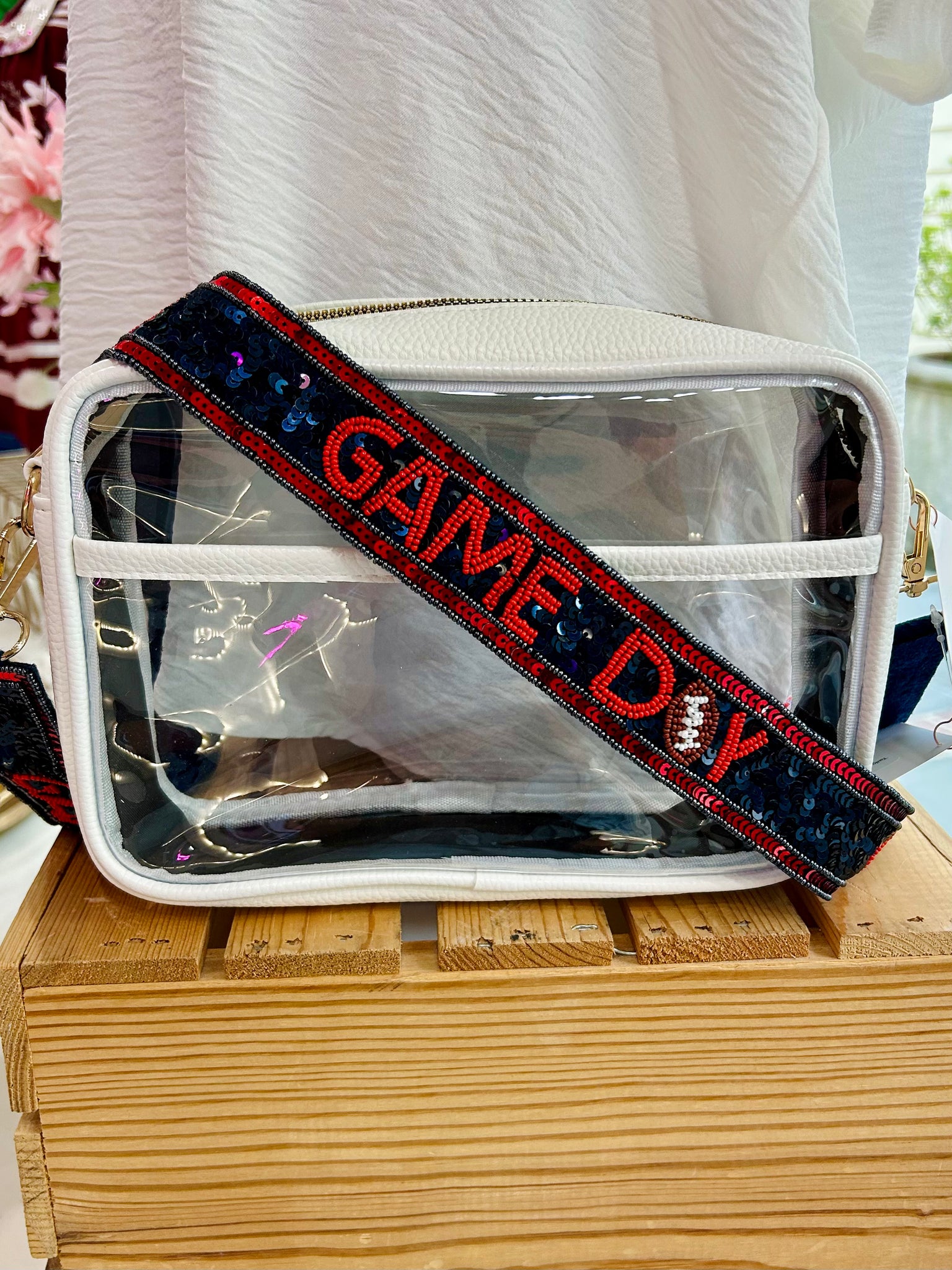 Tailgate Glam Purse Strap - Navy/Red