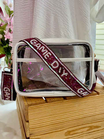 Tailgate Glam Purse Strap - Maroon/White