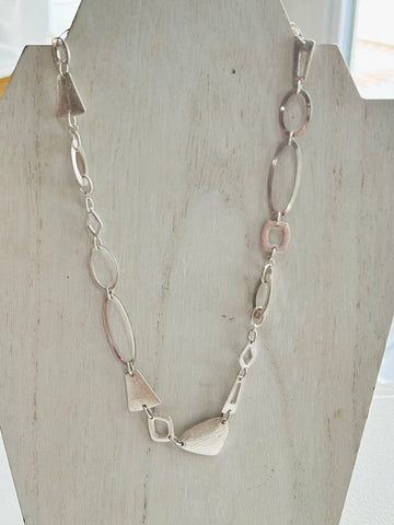 Linked Geometric Necklace - Silver