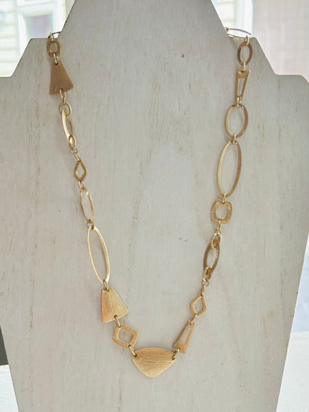 Linked Geometric Necklace - Gold