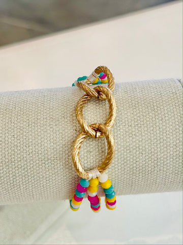 Beaded Bracelet with Chain Detail - Multi