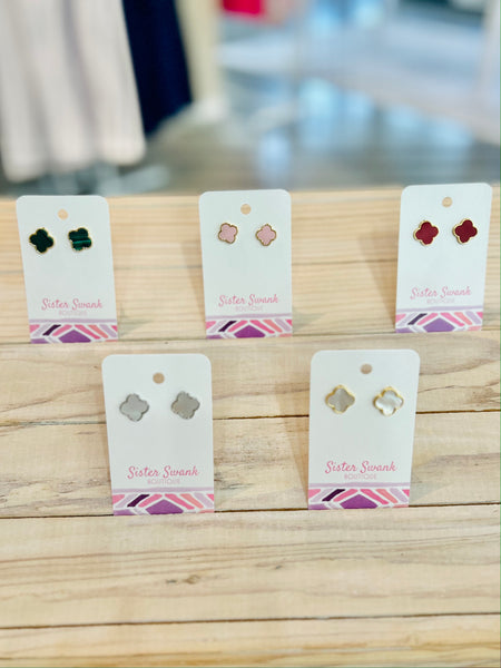 Gold Dipped Clover Stud Earrings
