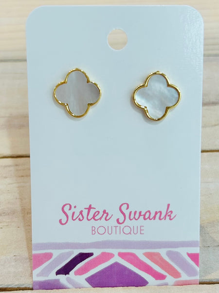 Gold Dipped Clover Stud Earrings