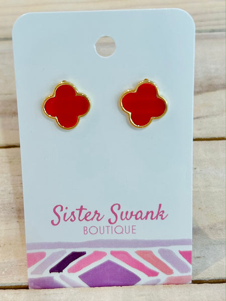 Gold Dipped Clover Stud Earrings