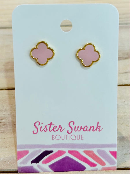 Gold Dipped Clover Stud Earrings