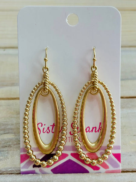 Metal & Matte Oval Drop Earrings