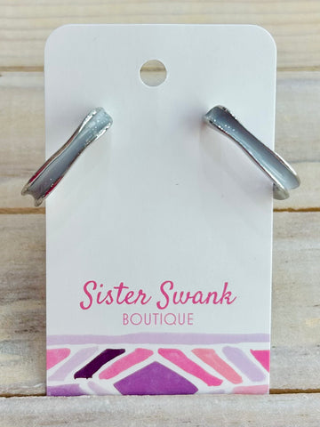 Enamel Rounded Square Hoop Earrings - Gray