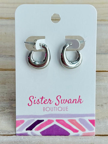Simple Curl Huggie Hoops - Silver