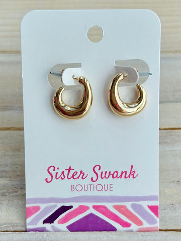 Simple Curl Huggie Hoops - Gold