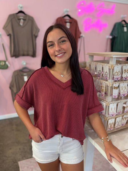 Follow You Anywhere Top - Burgundy