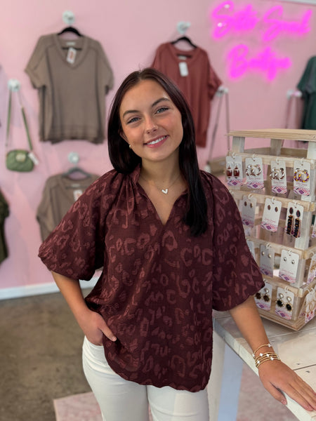 Pretty Puff Blouse - Maroon