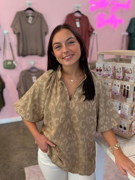 Pretty Puff Blouse - Tan