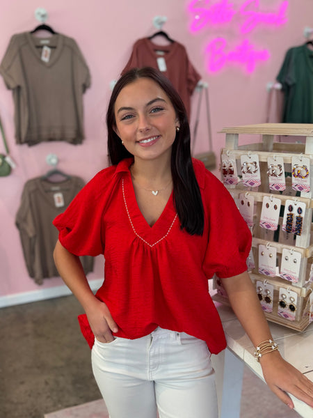Simply Sweet Blouse - Red