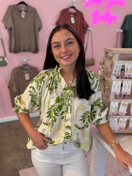 Garden Grace Blouse - Sage