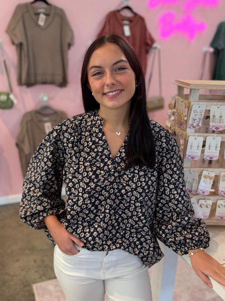 Floral Days Blouse - Navy