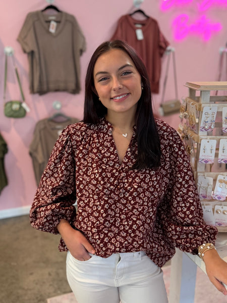 Floral Days Blouse - Burgundy