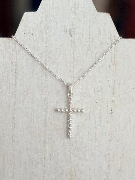 Bubble Cross Necklace - Silver