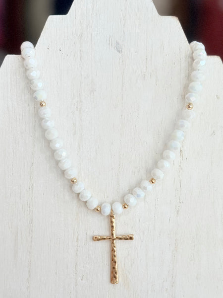 Faith Bead Necklace - White