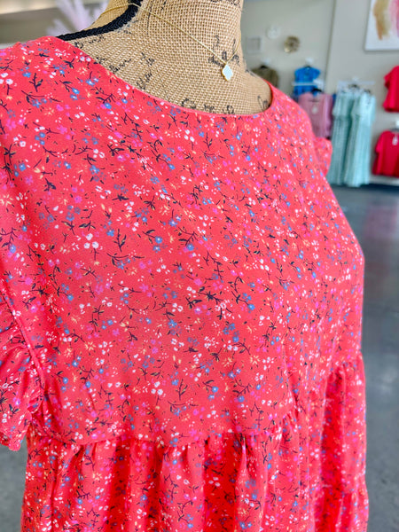 In Full Bloom Dress - Coral