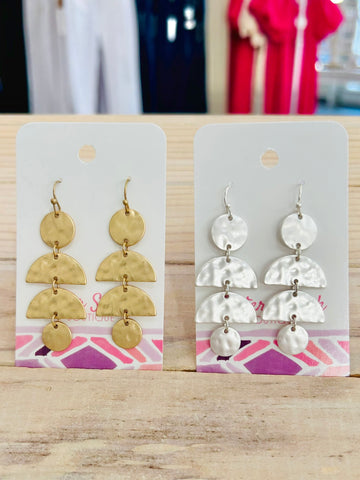 Hammered Geometric Drop Earrings