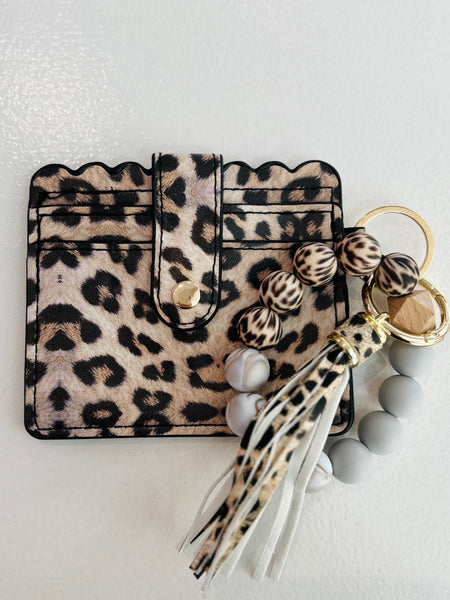 On The Go Beaded Wristlet - Leopard