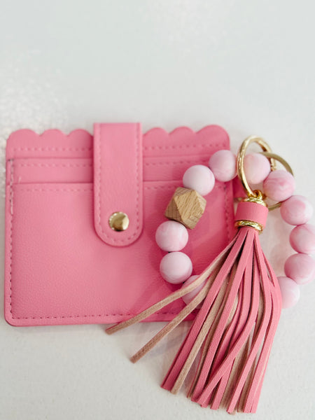 On The Go Beaded Wristlet - Pink