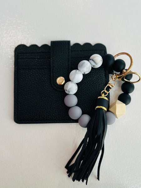 On The Go Beaded Wristlet - Black