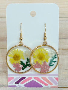 Enamel Flower Drop Earrings