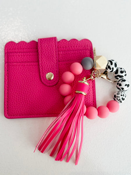 On The Go Beaded Wristlet - Hot Pink