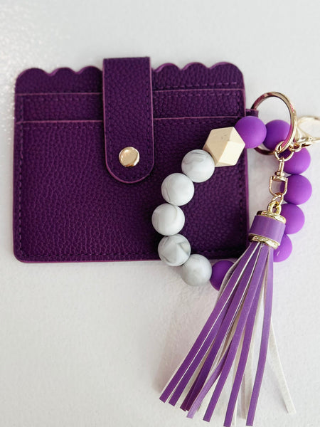 On The Go Beaded Wristlet - Purple