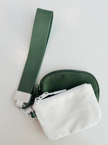 Dual Pouch Wristlet Wallet - Dark Green