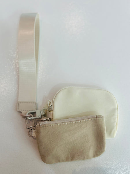 Dual Pouch Wristlet Wallet - Beige